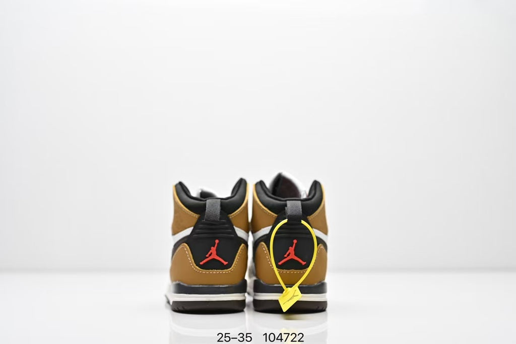 Jordan 312 high top children's shoes full second layer leather" white, brown"