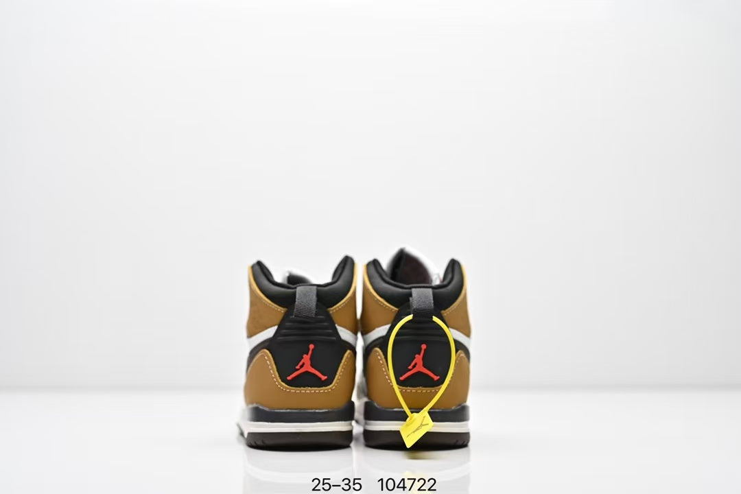 Jordan 312 high top children's shoes full second layer leather" white, brown"