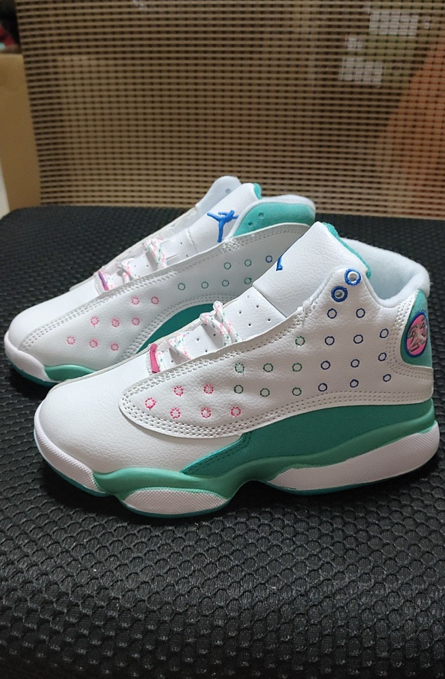Joe 13 high top children's shoes" white, turquoise"