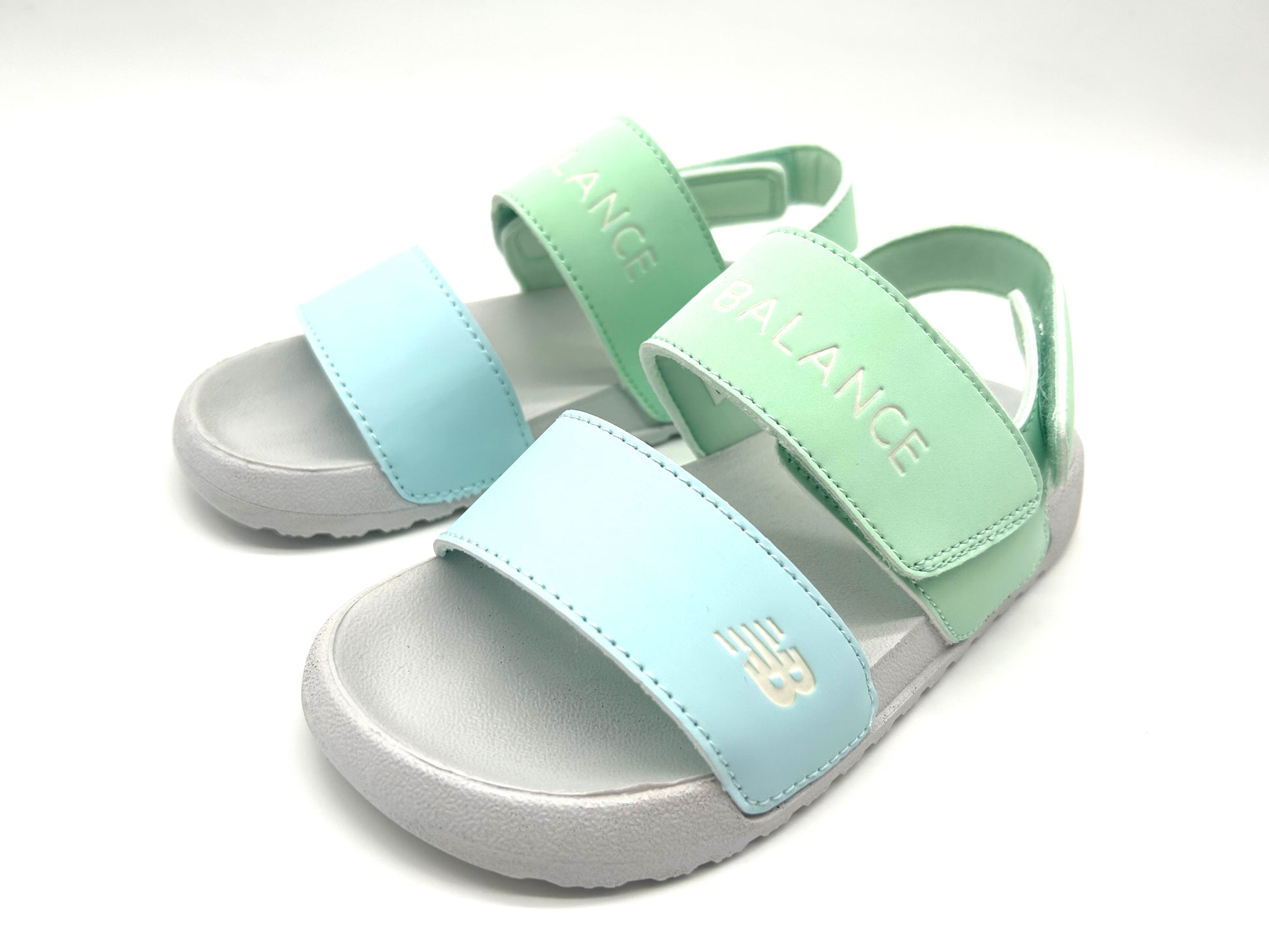 NB open toe sandals "lime green, sky blue"