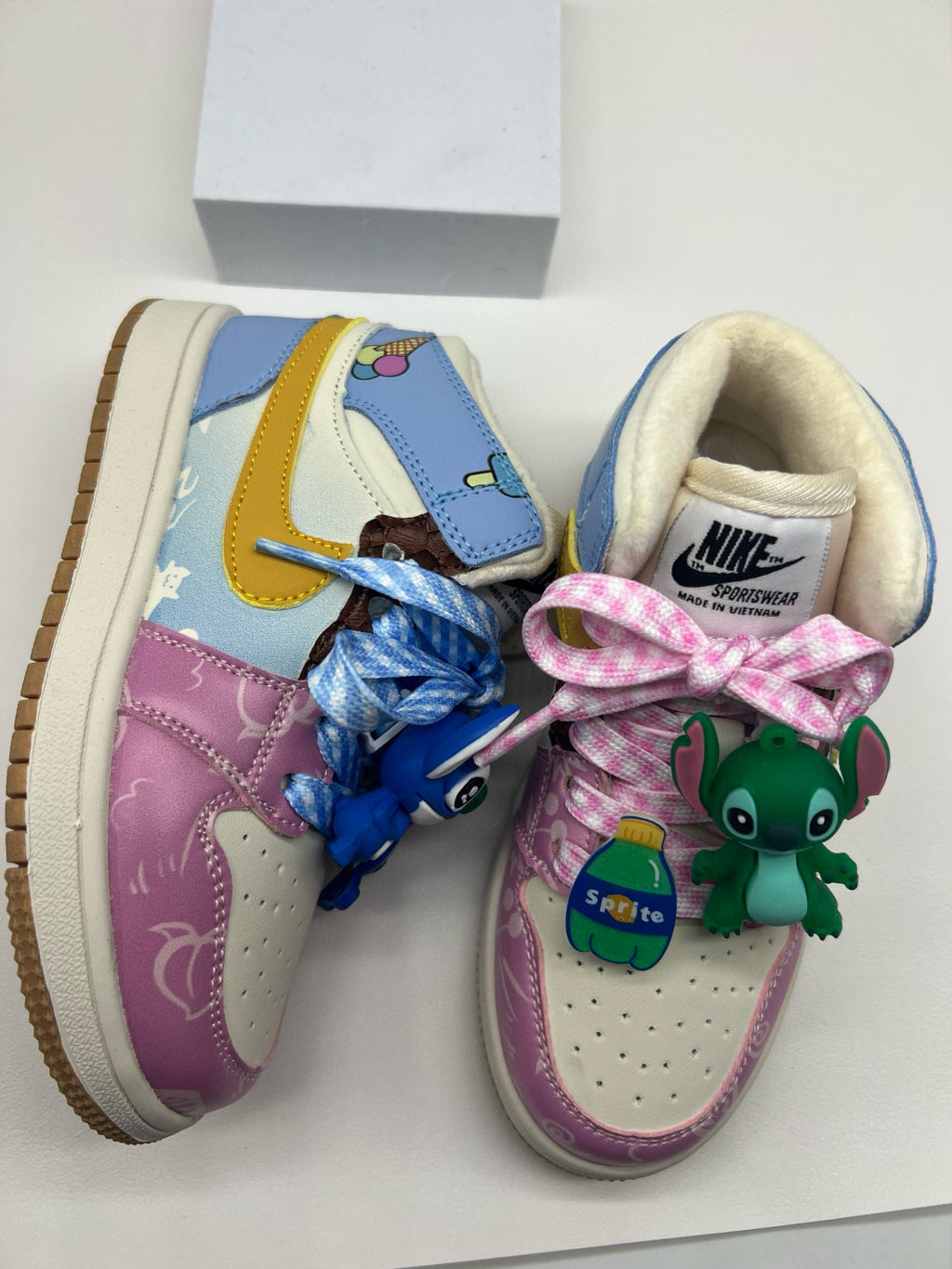 Joe One Cartoon Doll Accessories High Top Sneakers " Cream, purple"