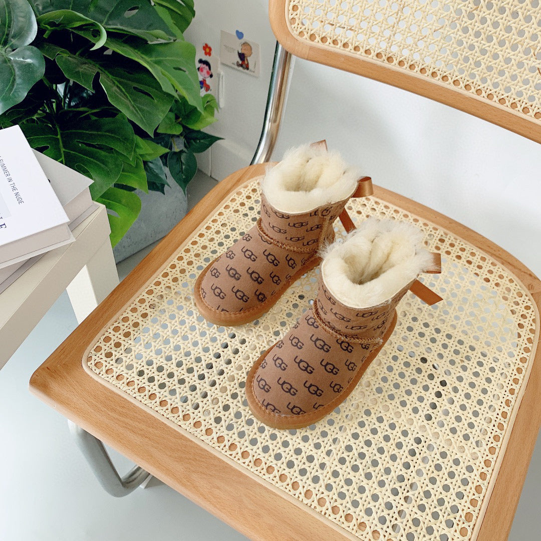 UGG co-branded wool integrated snow boots" brown"