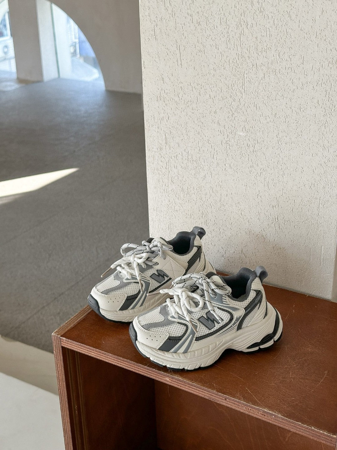 NB530 double-lace children's shoes " white"