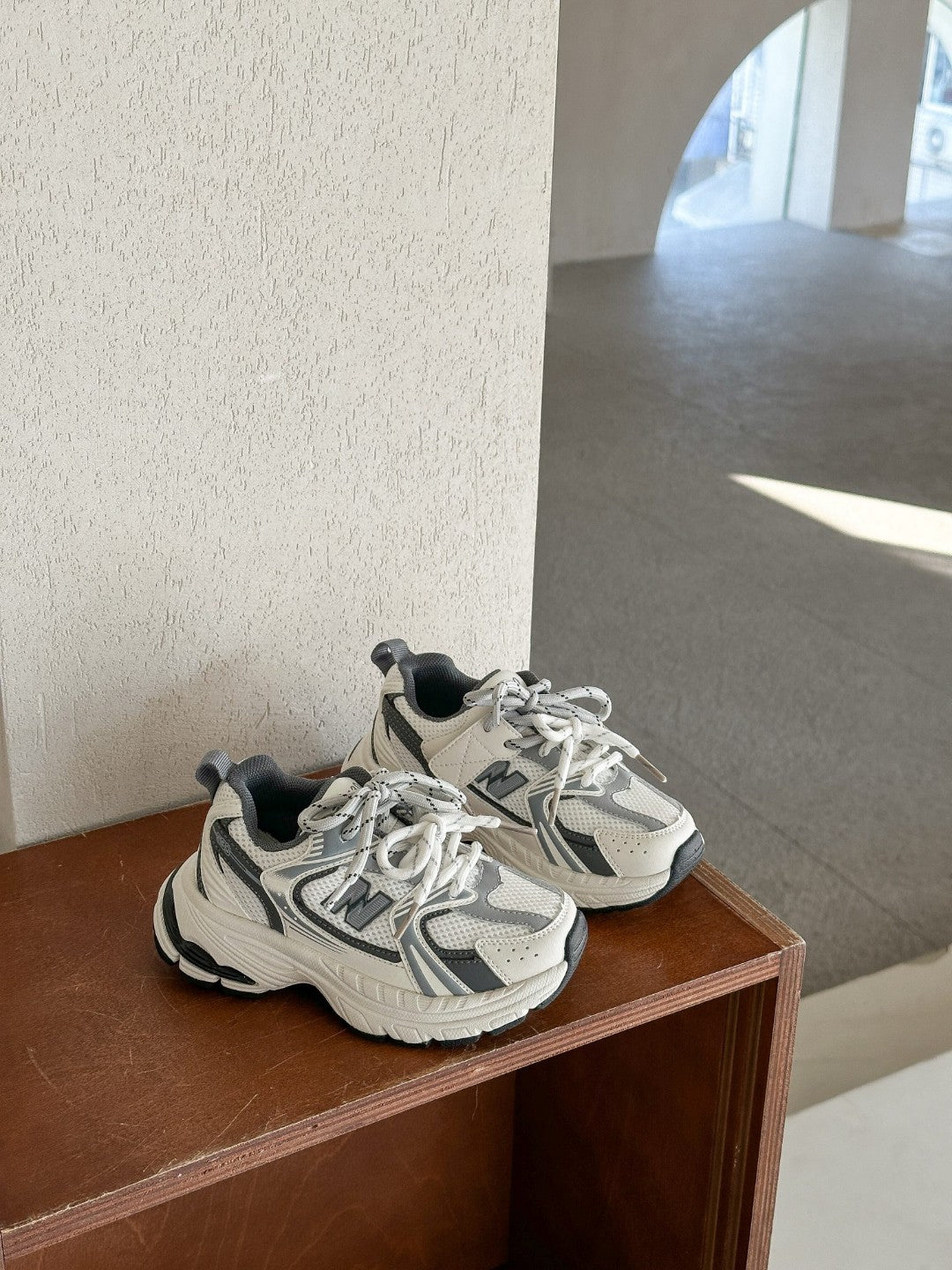 NB530 double-lace children's shoes " white"