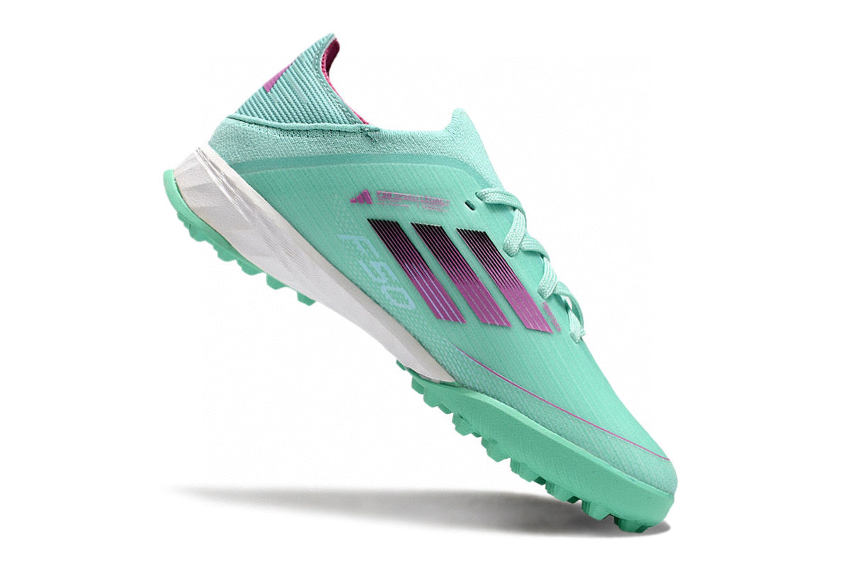 Adidas F50 knitted waterproof football shoes" Turquoise, white"