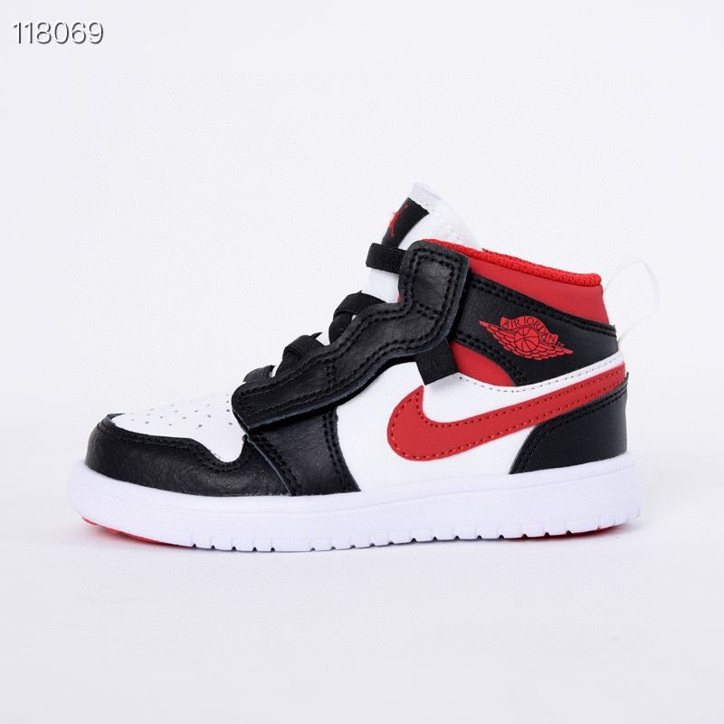 Jordan high top elastic band" white, black, red"