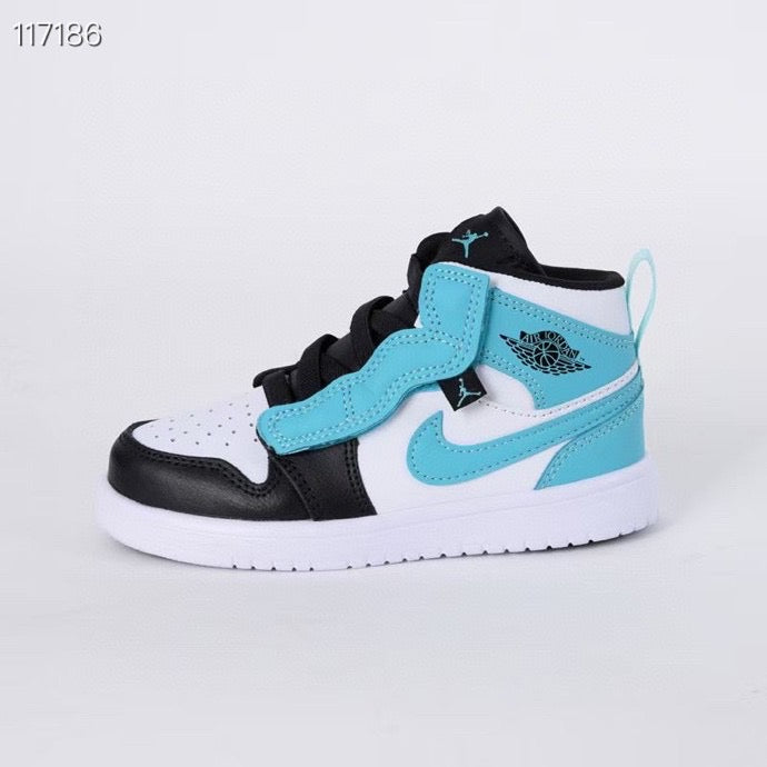 Jordan high top elastic band" white, black, turquoise"