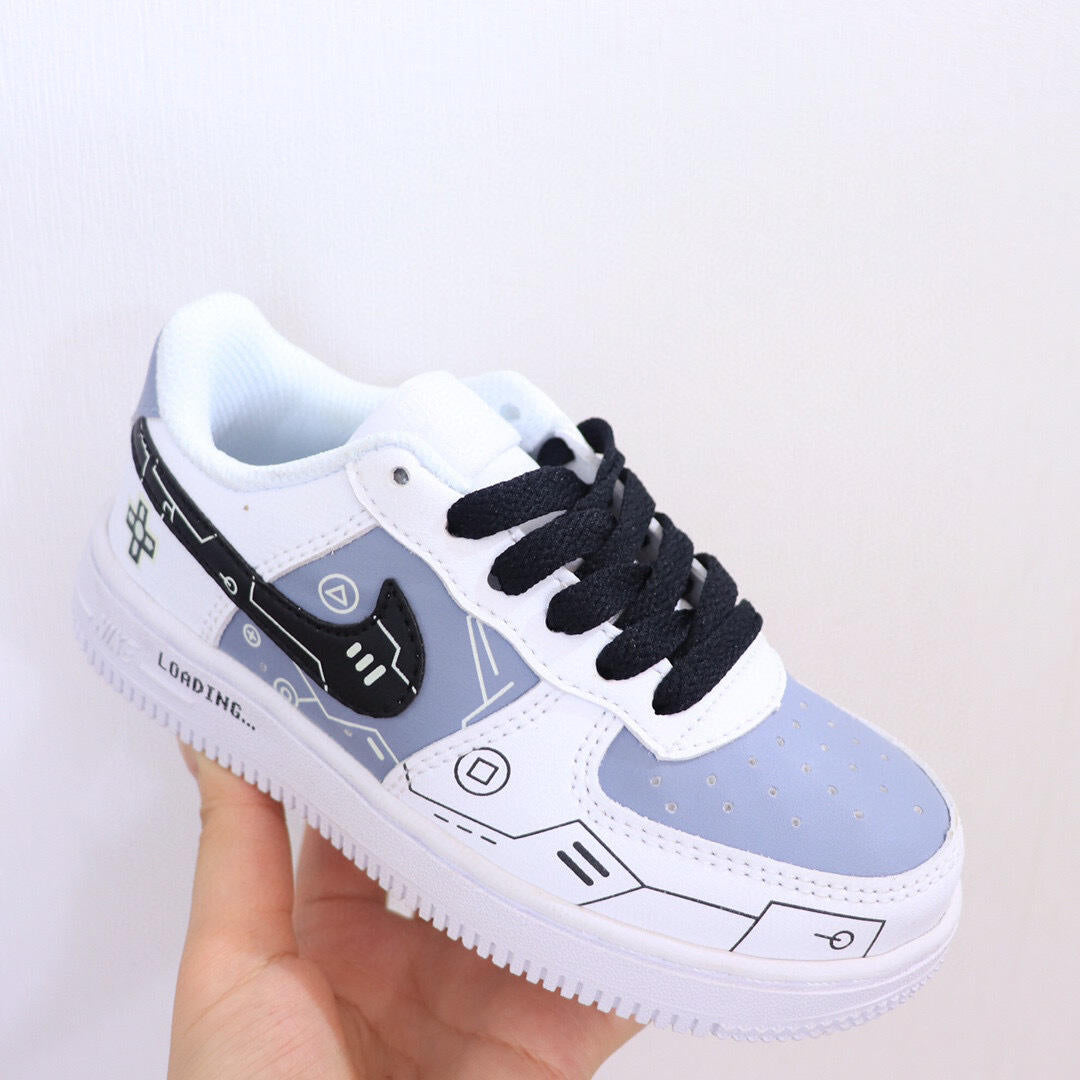 Air Force low-top lace-up sneakers" white, blue"