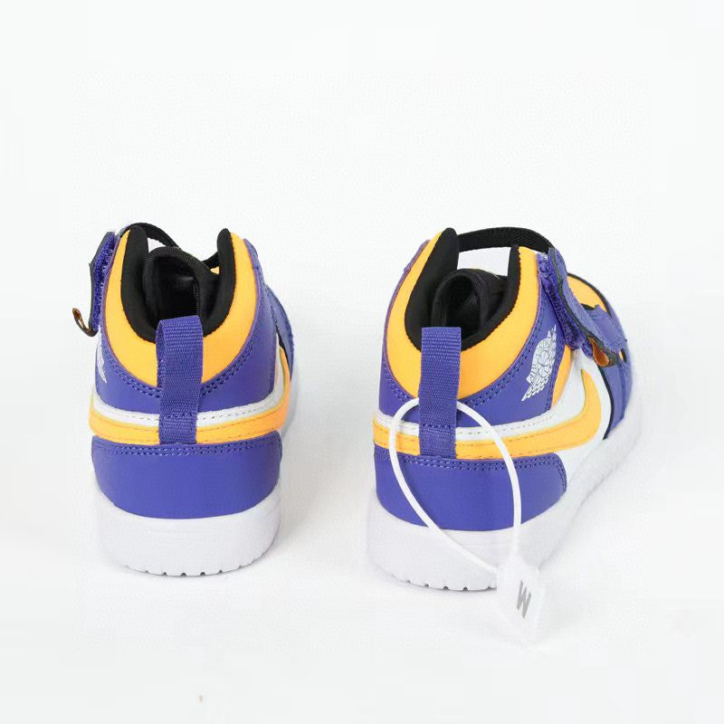 Jordan high top elastic band" white, blue, yellow"