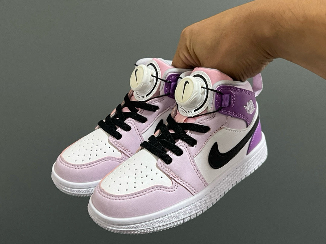 Joe 1 Zhongbang lock children's sports shoes" white, purple"