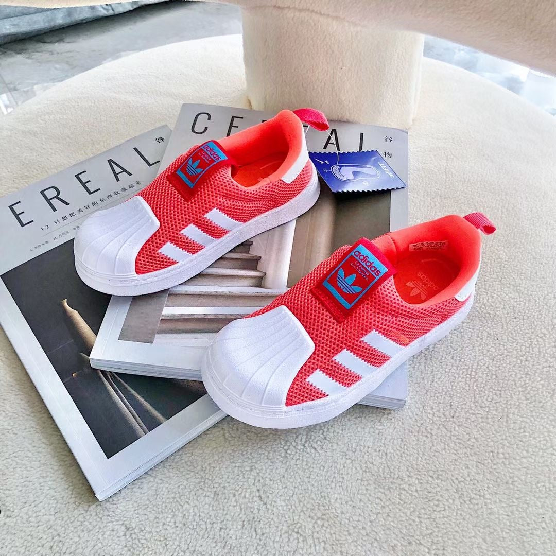 Adidas one-step soft mesh shoes for children"bright orange-red"
