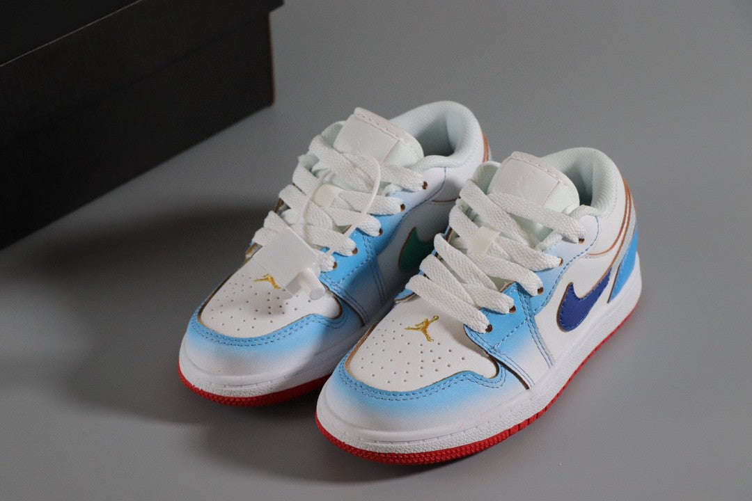 Jordan 1 Classic Kids Shoes" white, sky blue"