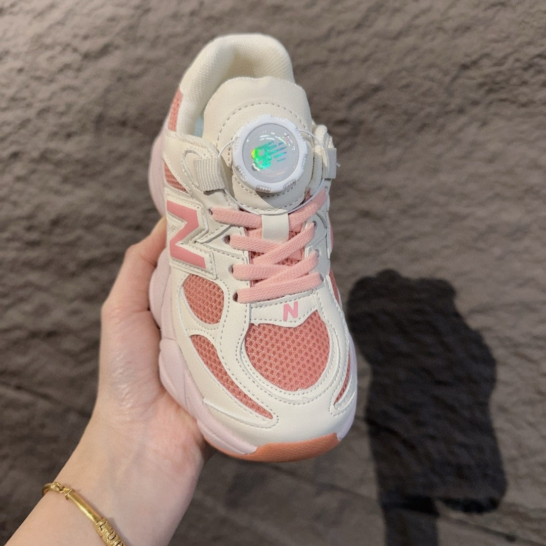 NB9060 rotating button children's shoes" cream, pink"