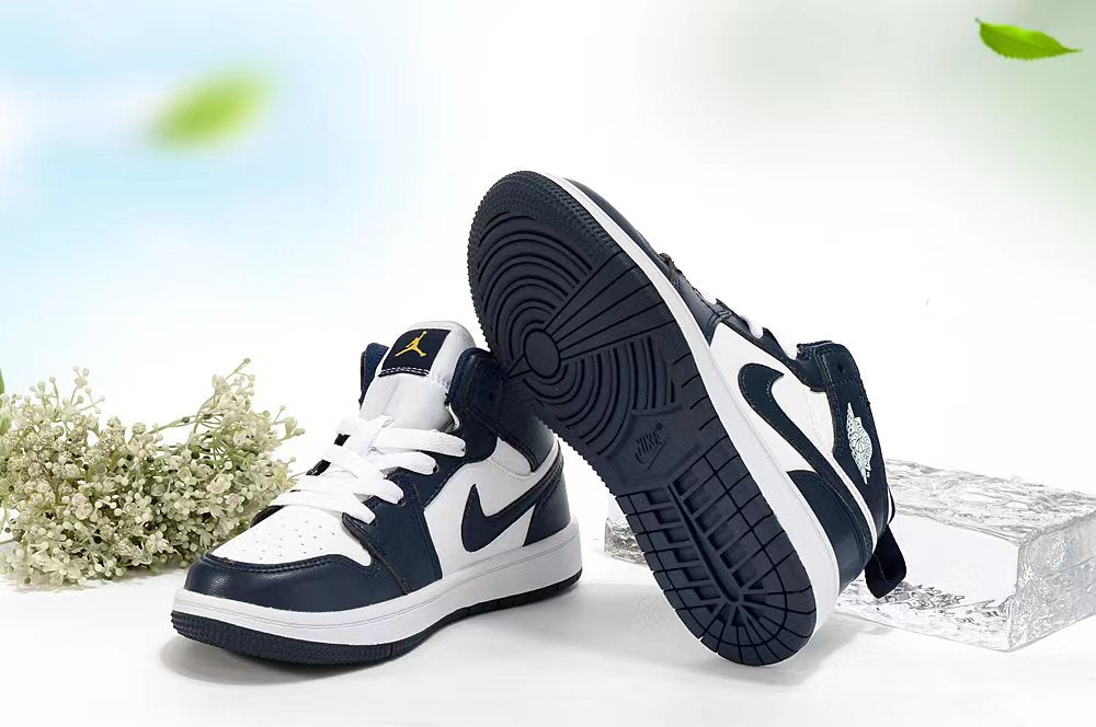 Jordan AJ1 children's shoes" white, Navy"