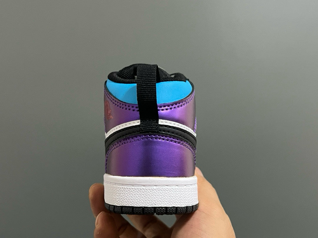 Joe 1 Zhongbang lock children's sports shoes" white, black, purple"