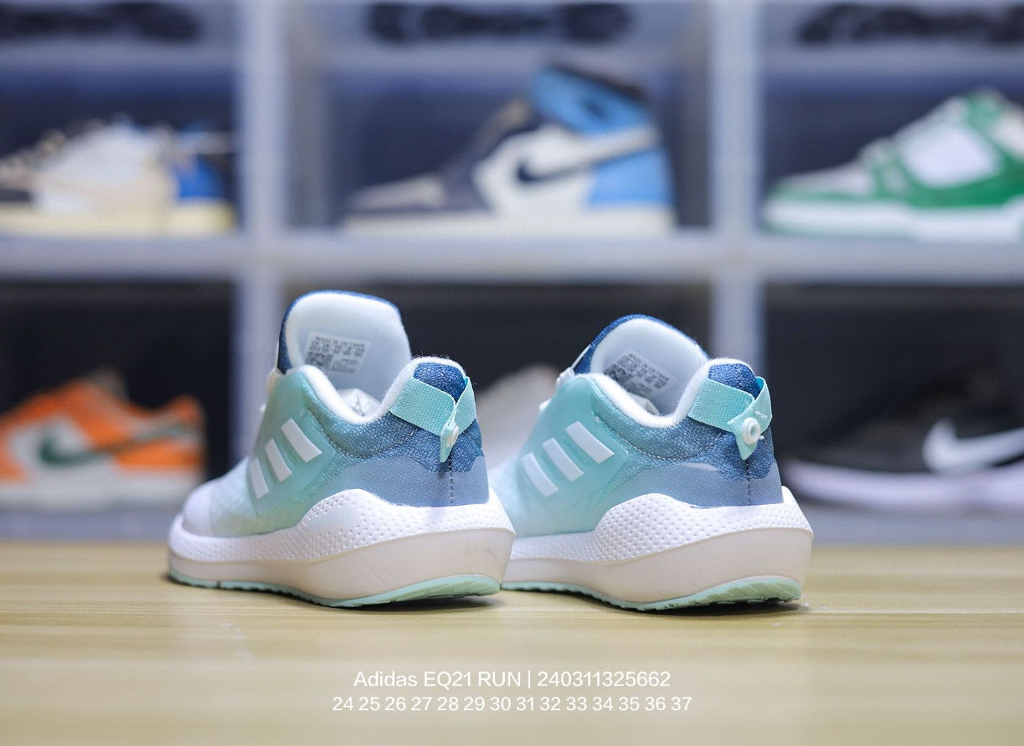 EQT Adidas popcorn lock shoes for children" white, sky blue"