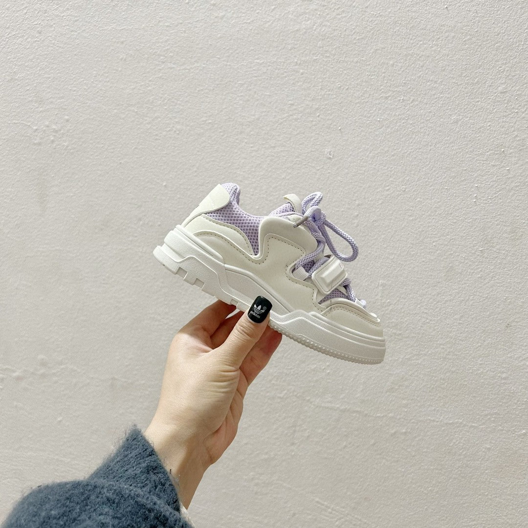 AD Velcro children's casual sneakers" white, purple"