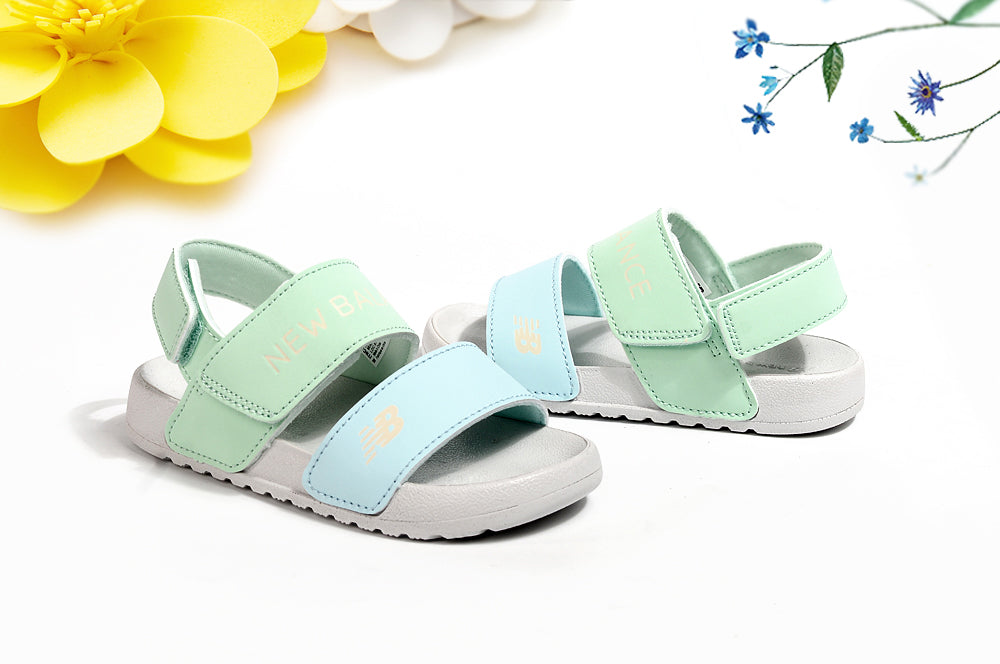 NB double bar sandals " lime green, sky blue"