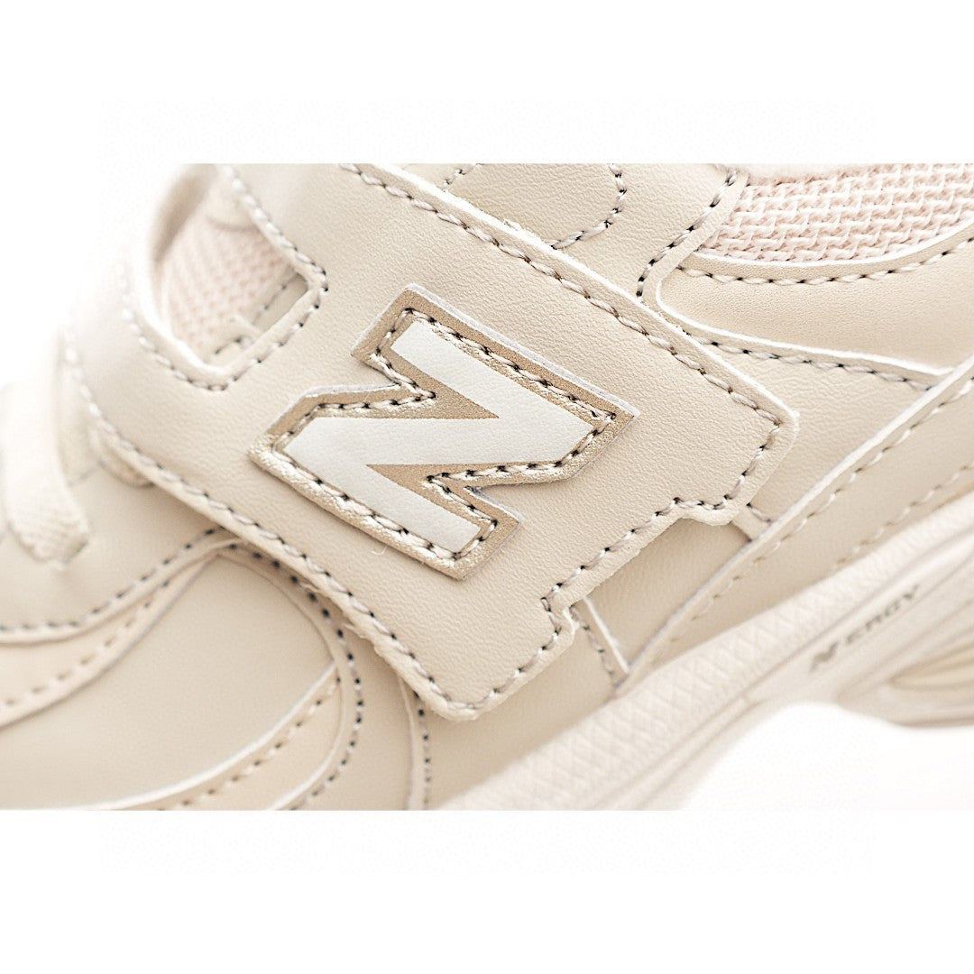 NB 2002 Velvet Elastic Velcro Children's Shoes" Cream"
