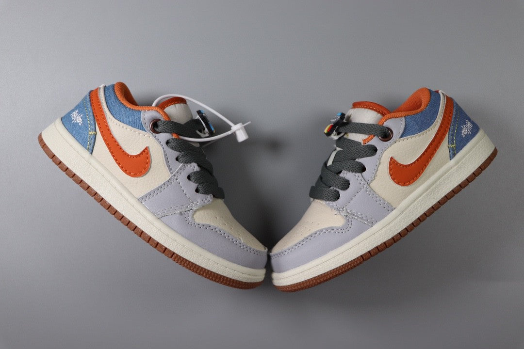 Jordan low-top first generation cartoon children's shoes" cream, red, gray"