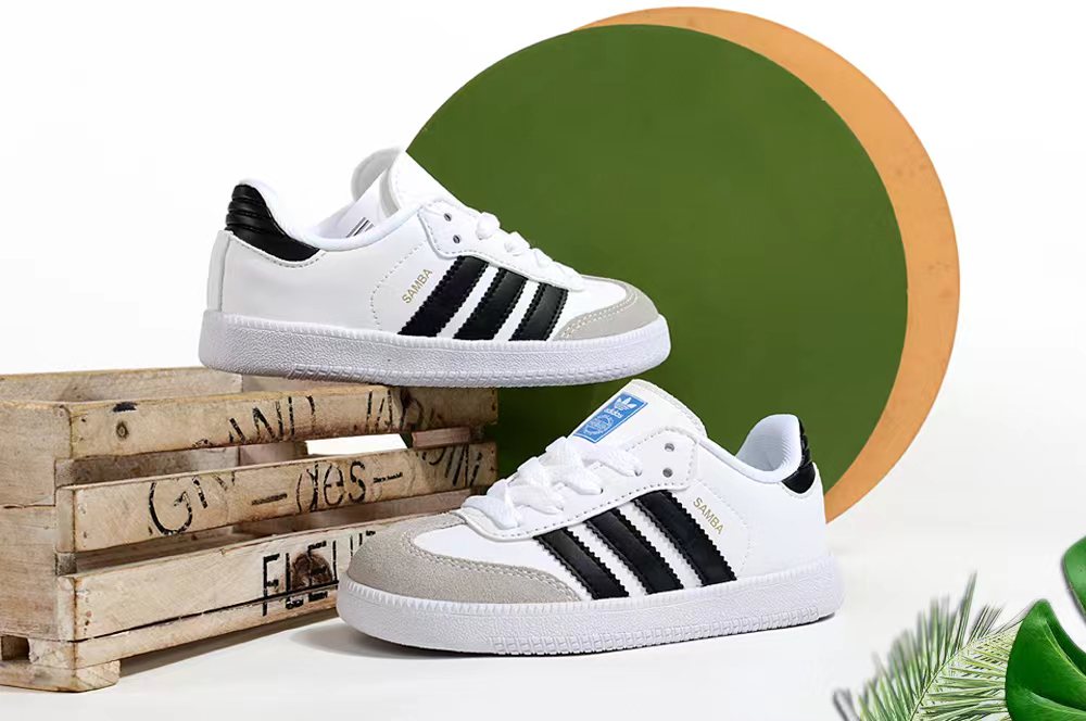 Adidas children's training shoes" white, black"