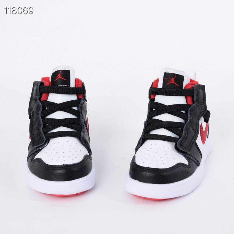 Jordan high top elastic band" white, black, red"