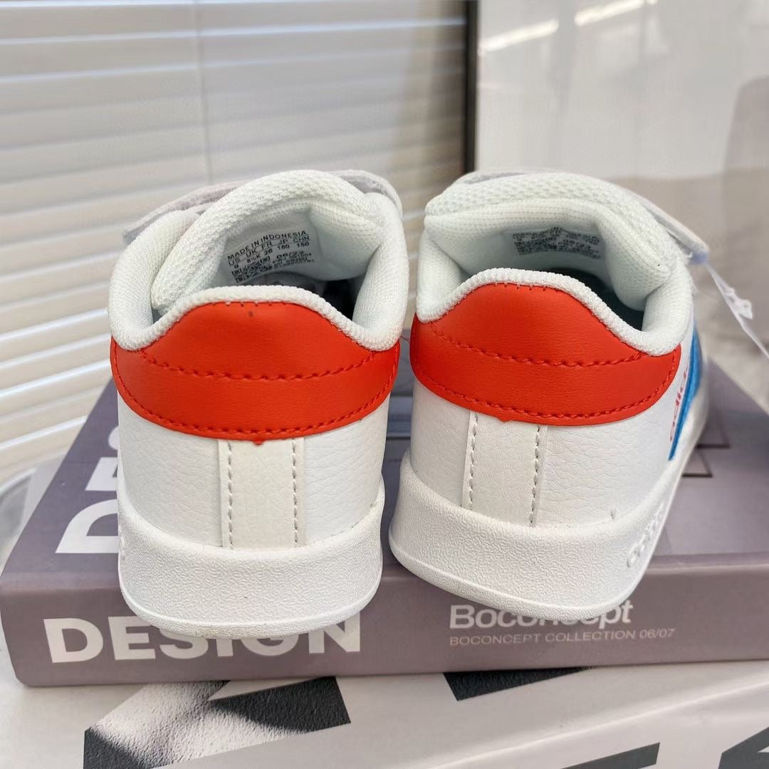 Adidas co-branded Velcro children's shoes" white, blue, red"