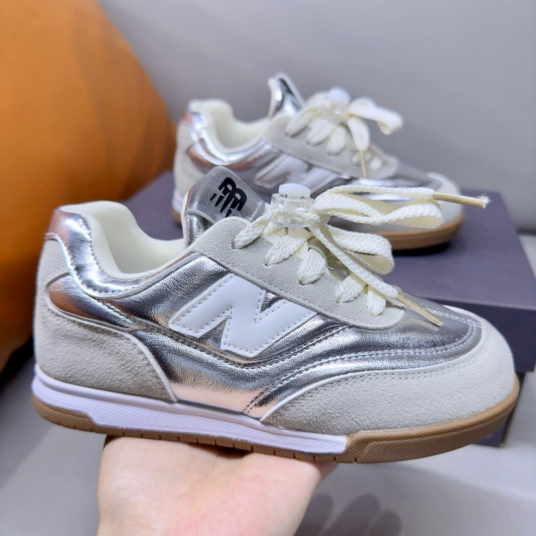 NB URC42LA lace-up buckle children's shoes" gray, silver"