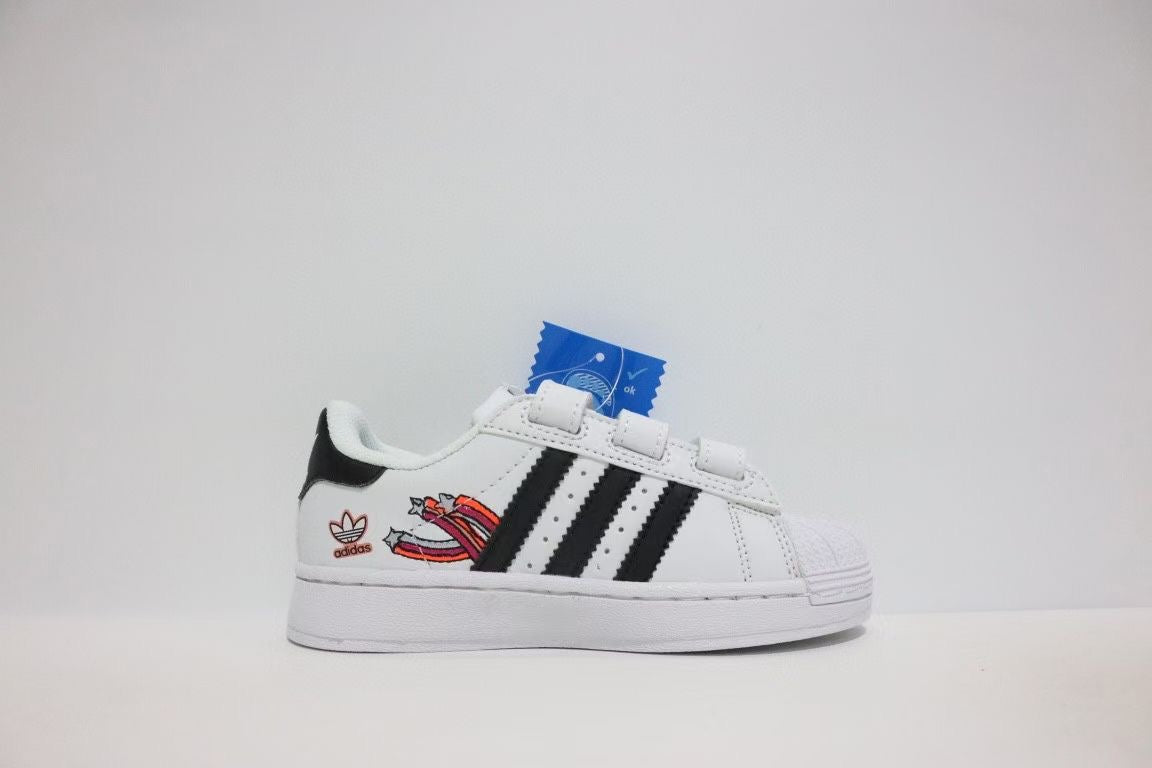 Shell toe two-layer cartoon children's shoes" white, black"