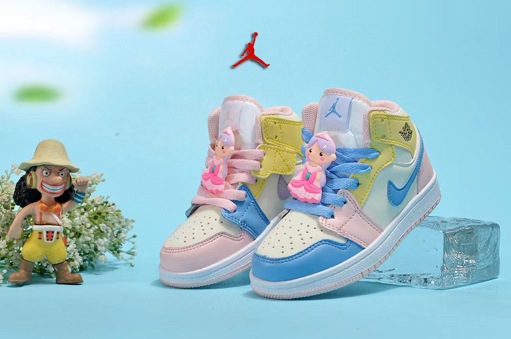 Jordan cartoon doll version children's shoes" pink, yellow"