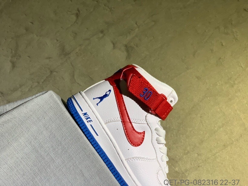 High-top Macaron Air Force" white, red"