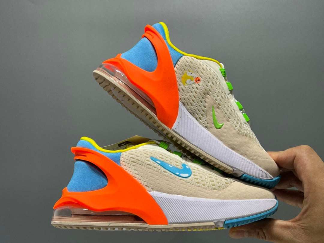Nike 270 third generation elastic band air cushion children's shoes" light orange, red, blue"