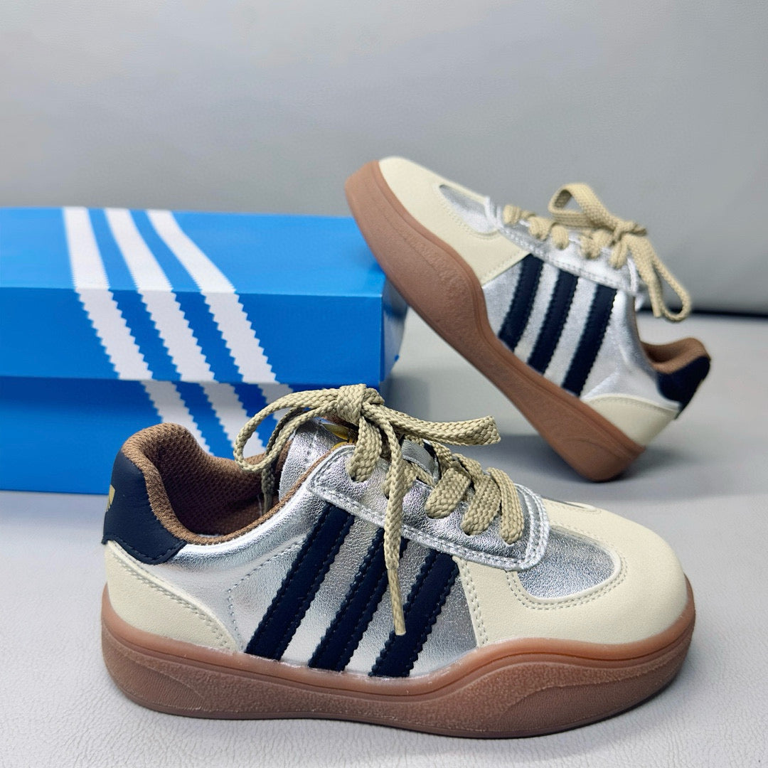 Adidas third generation children's German training shoes" white, silver"