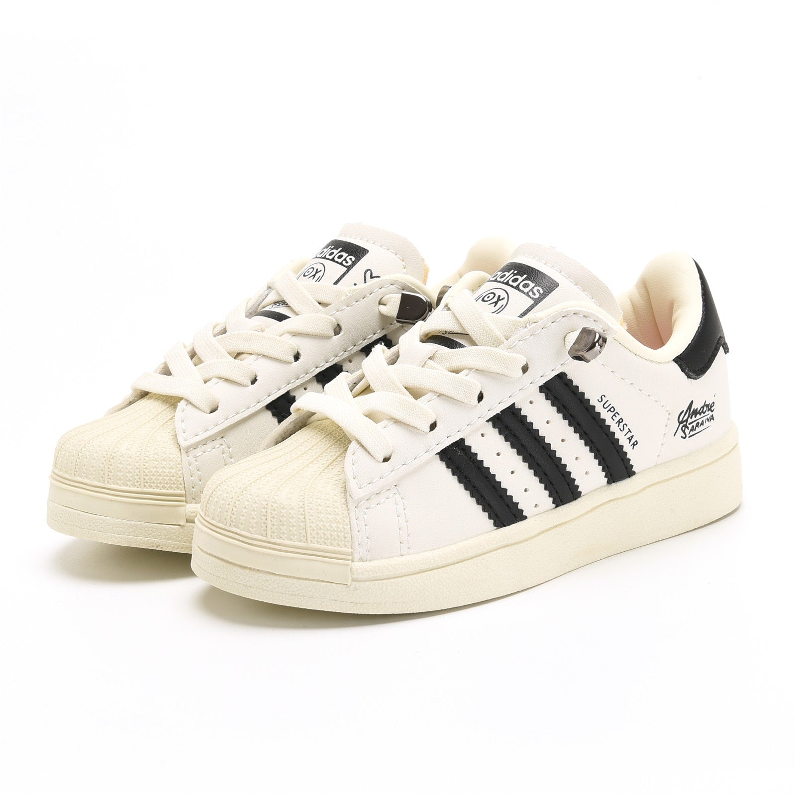 Adidas shell toe lace-up sneakers " white, black"