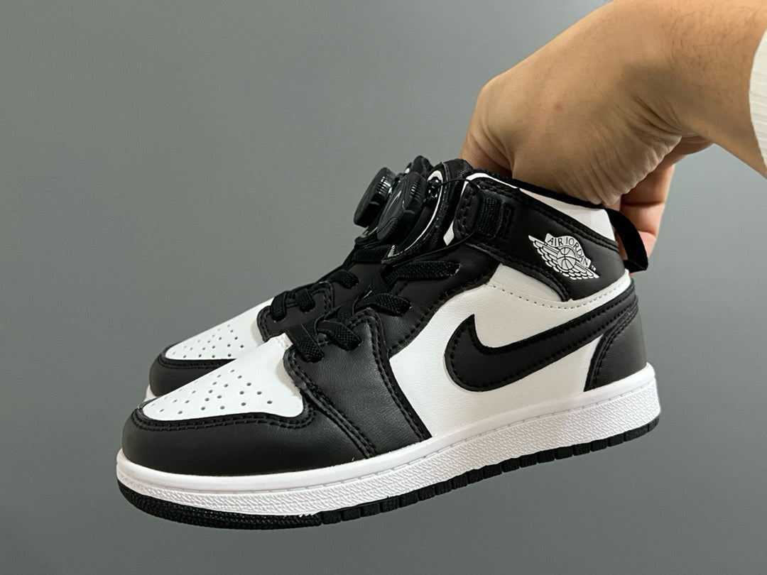 Qiaoyi mid-cut buckle children's shoes" white, black"