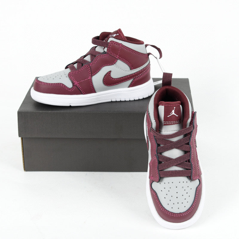 Jordan high top elastic band" burgundy, light gray"