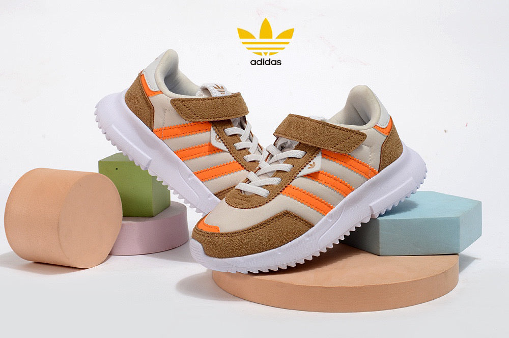 Adidas clover lightweight soft sole" light gray, beige, orange"