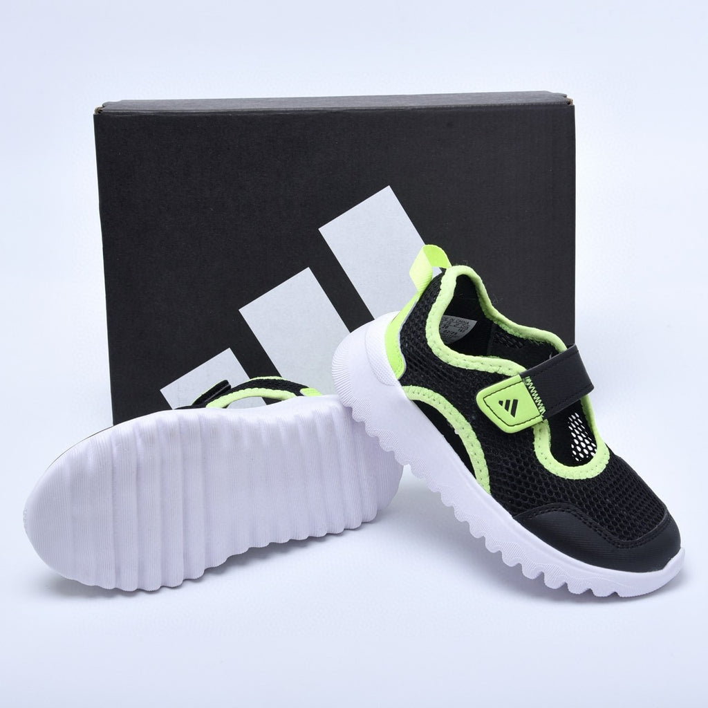 Adidas mesh single buckle sandals " Black and Yellow"