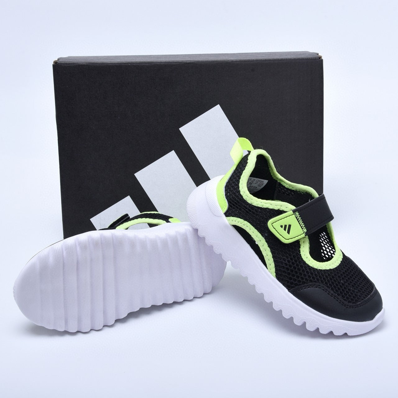 Adidas mesh single buckle sandals " Black and Yellow"