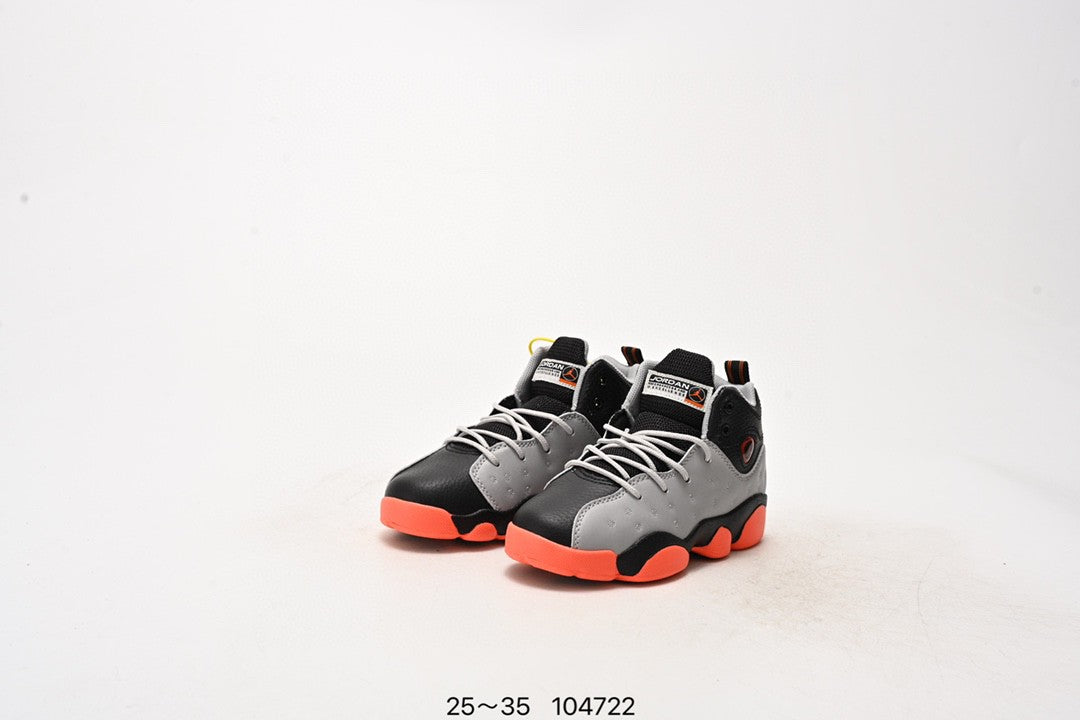 AJ13-1/split leather' gray, black, orange"