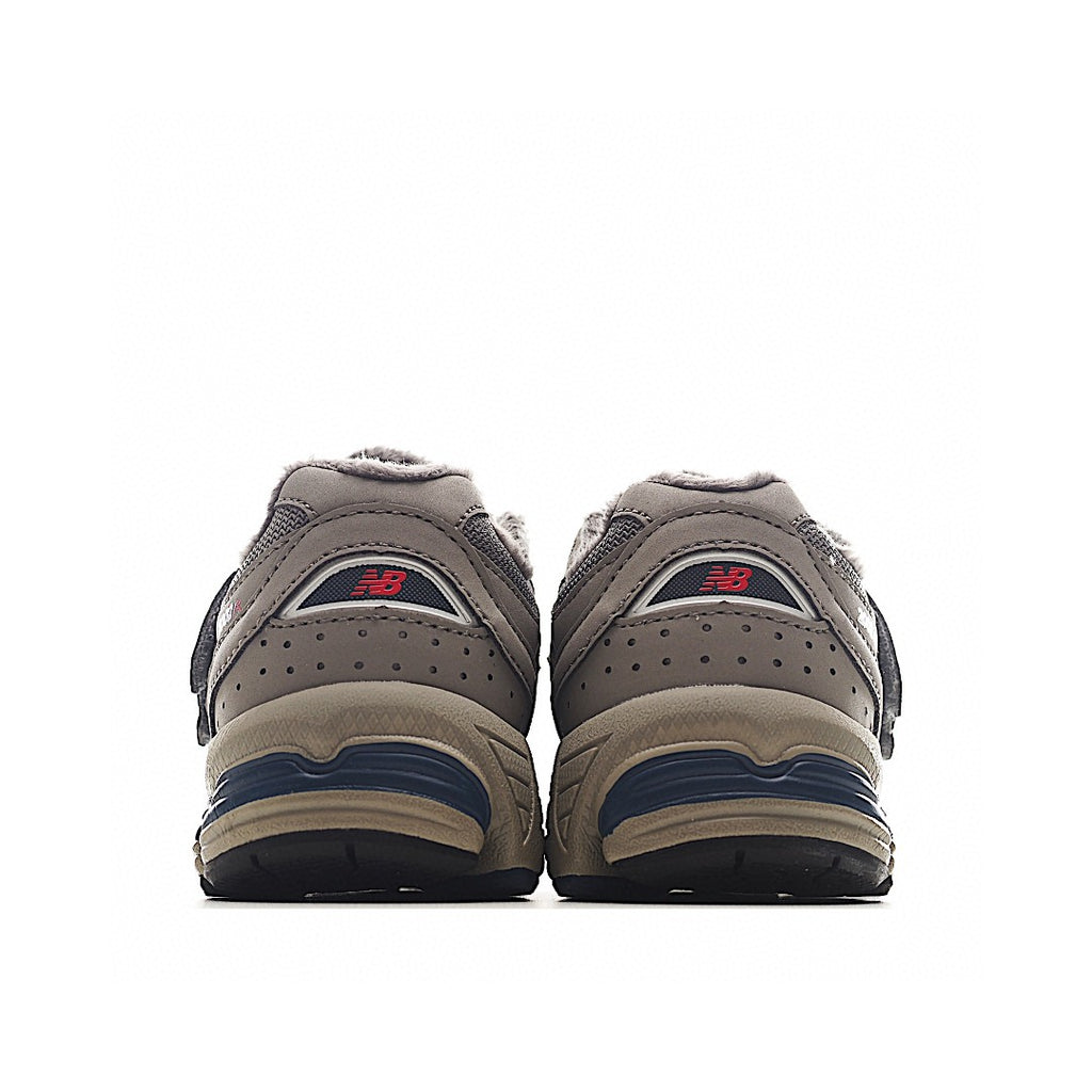 NB 2002 Velvet Elastic Velcro Children's Shoes" Gray-brown"