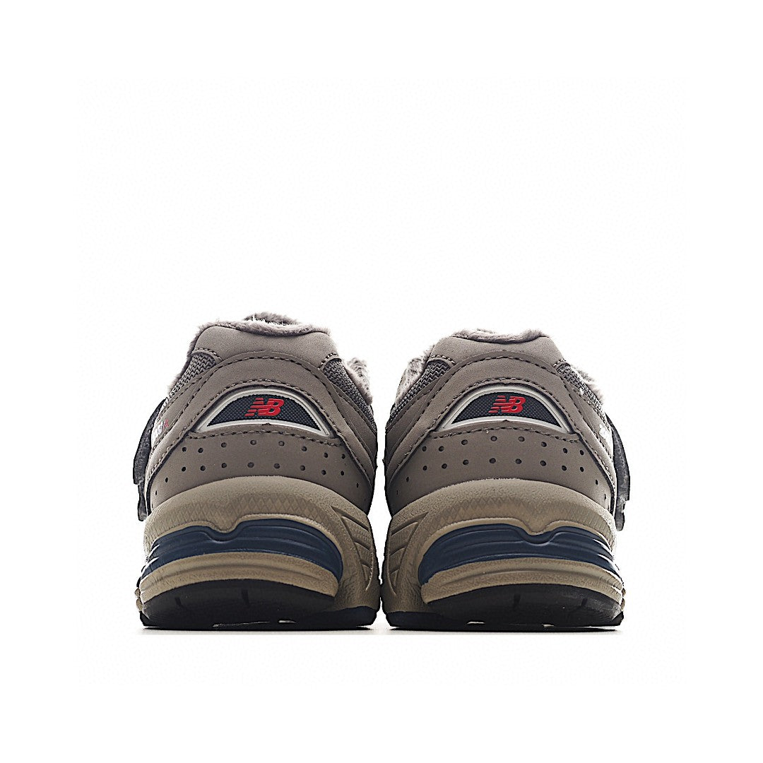 NB 2002 Velvet Elastic Velcro Children's Shoes" Gray-brown"