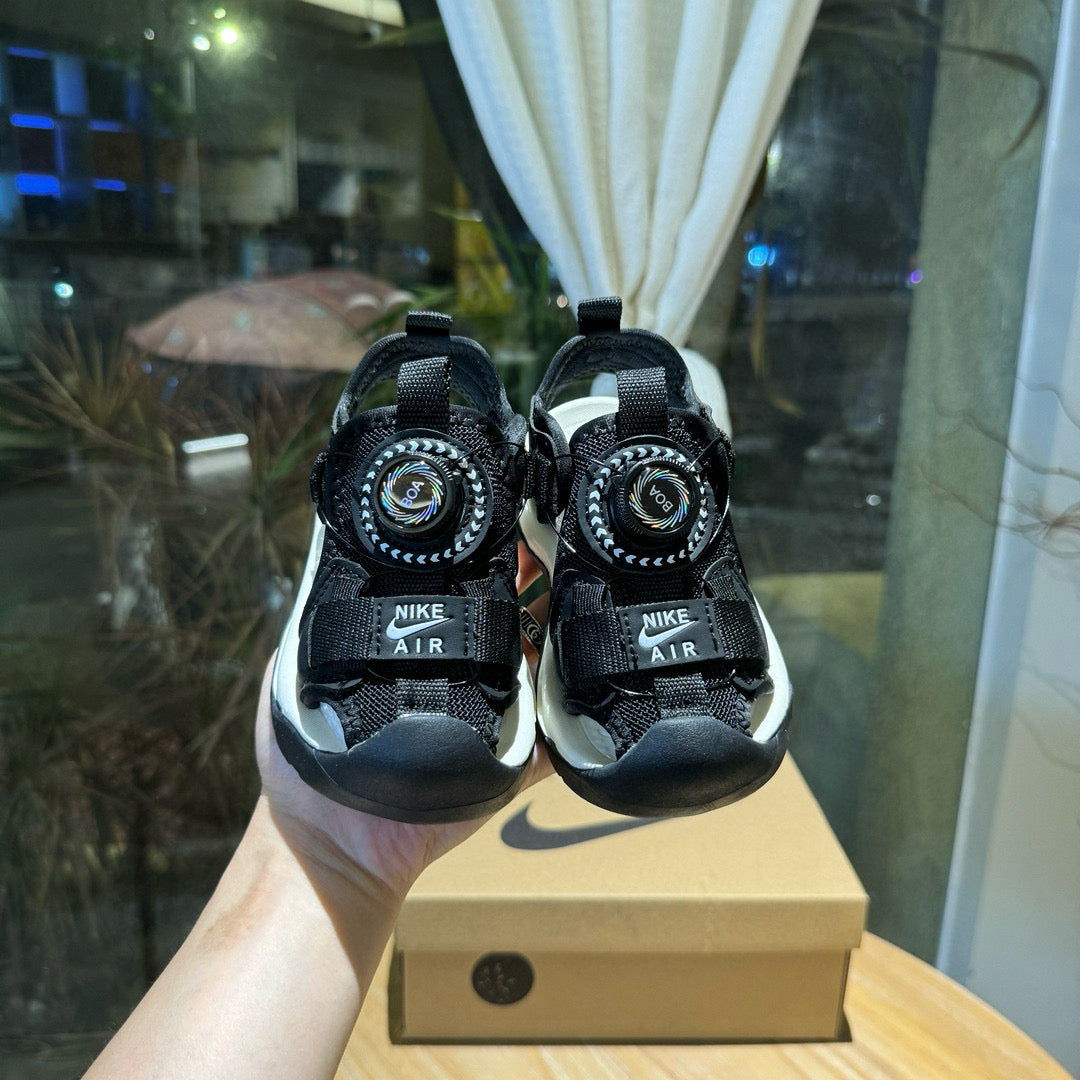 Nike closed toe rotating button sandals" black"