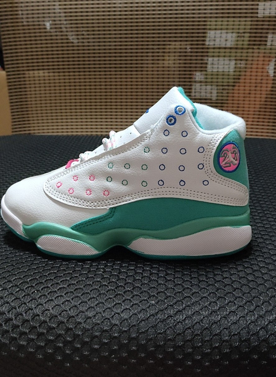 Joe 13 high top children's shoes" white, turquoise"