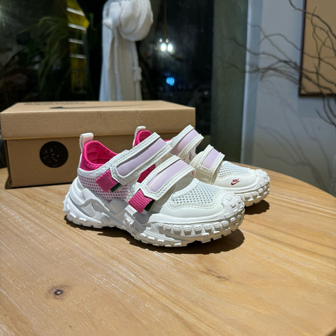 Nike tire bottom Velcro hollow sandals" white, pink"