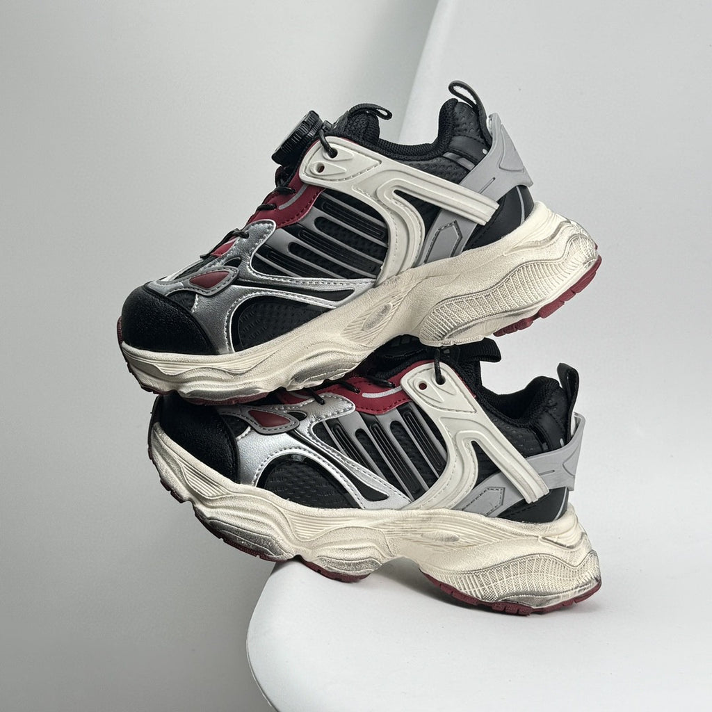 Adidas XLG Runner Deluxe runner dad shoes" black, cream, burgundy"