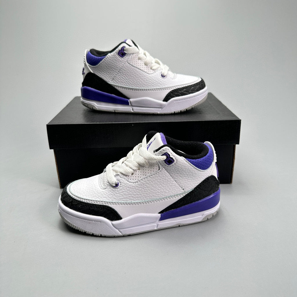 Jordan 3 children's shoes" white, black, blue"