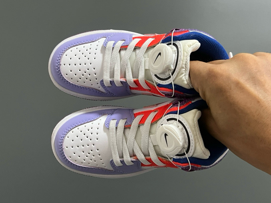 Joe 1 Zhongbang lock children's sports shoes" white, purple"