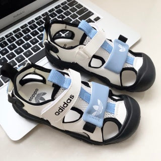 Adidas Velcro Stream Tracing Soft-soled Children's Beach Sandals" white, blue, black"