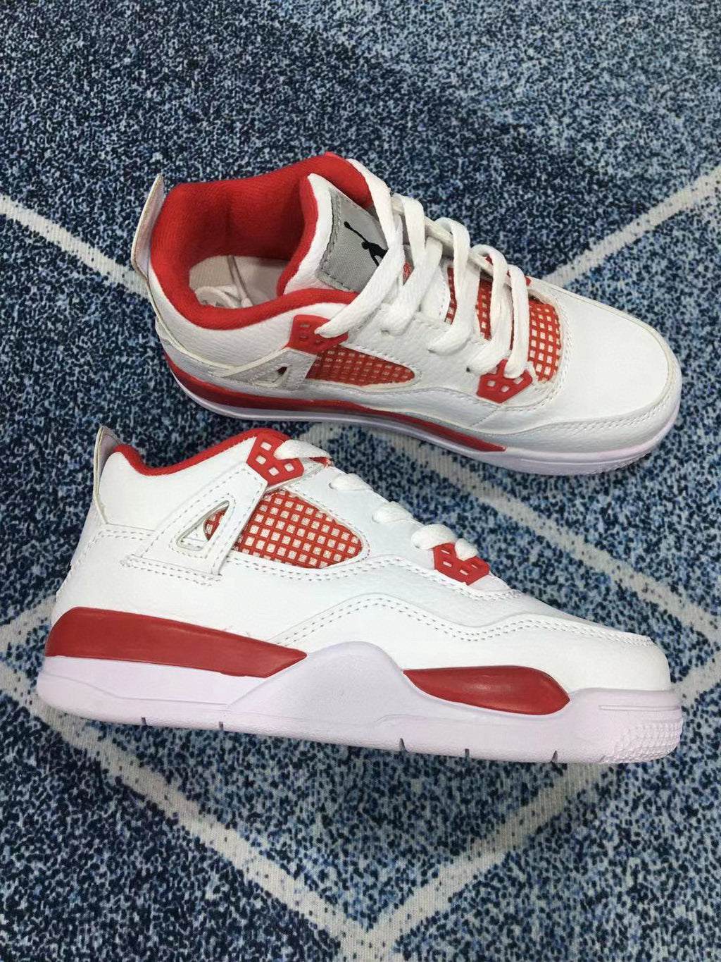 Jordan 4 children's sports shoes" white, red"